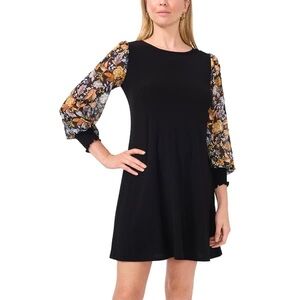 MSK - Petite Long Sleeve Print Smock Sleeve Dress